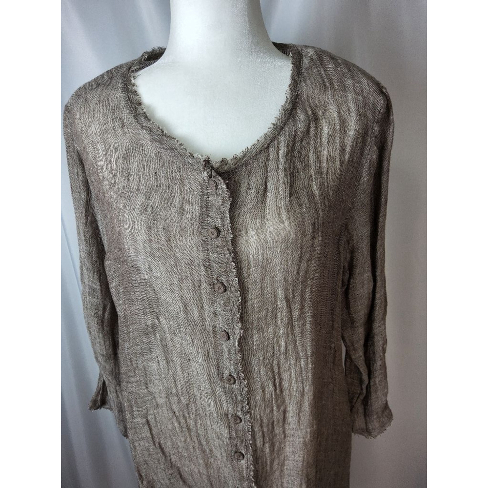 Eileen Fisher Casual Sheer linen Button Up Blouse NWT